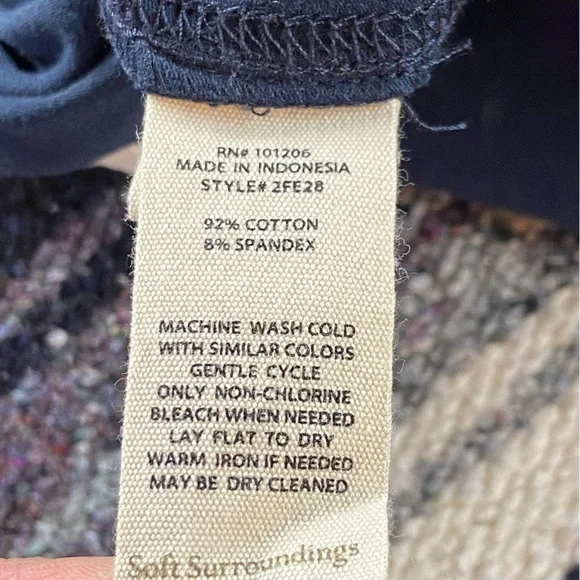 Soft Surroundings Navy Blue Elastic Waist Lounge Pants Straight Leg Side Buttons - Picture 11 of 11